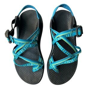 Chaco River Hiking Sandals Women Size 7 Aqua Blue Green Adjustable Straps Vibram